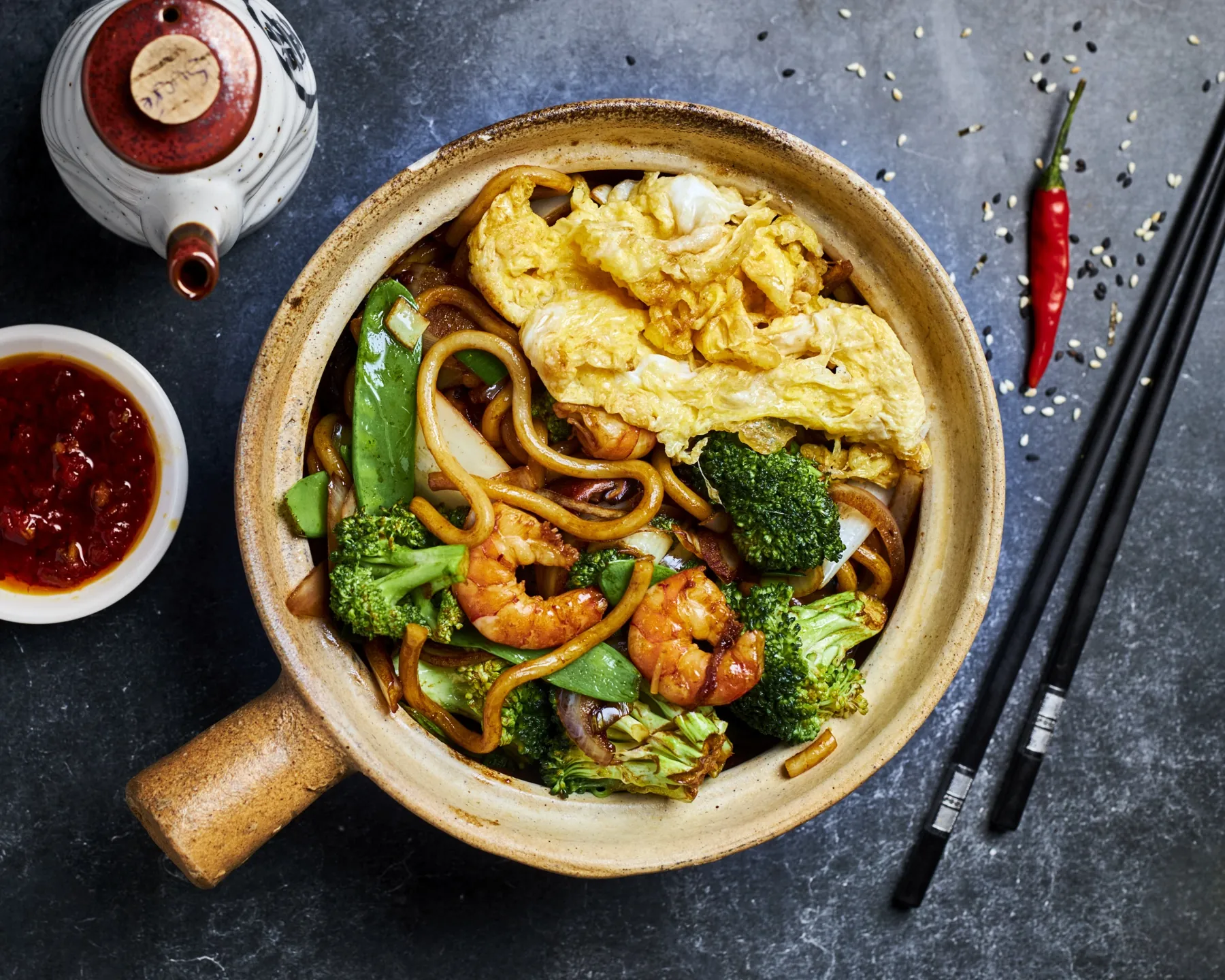 Udon teriyaki crevettes